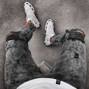 Men’s Ripped Denim Jeans Stretch Fit Street Style
