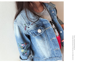 Children's Denim Jacket Korean Style Autumn Girls' Embroidery Tops Children's