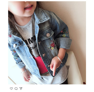 Children's Denim Jacket Korean Style Autumn Girls' Embroidery Tops Children's