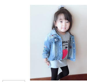 Children's Denim Jacket Korean Style Autumn Girls' Embroidery Tops Children's