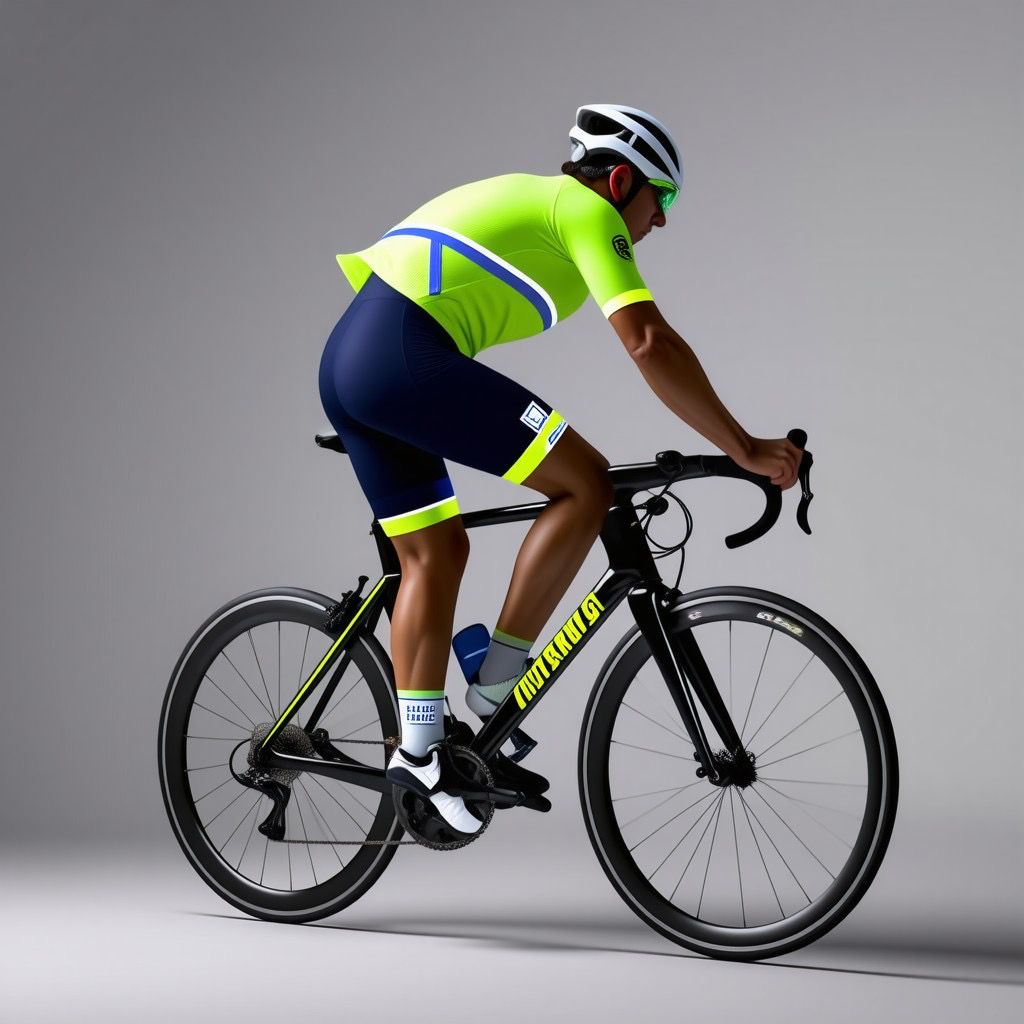 Men’s Cycling Kit Set Neon Green & Navy Pro Fit Jersey and Bib Shorts for Road Biking