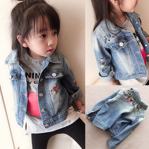 Children's Denim Jacket Korean Style Autumn Girls' Embroidery Tops Children's