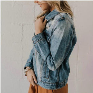 Ripped Slimming Washed Women's Cowboy Coat Jacket