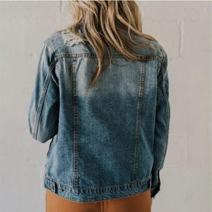 Ripped Slimming Washed Women's Cowboy Coat Jacket
